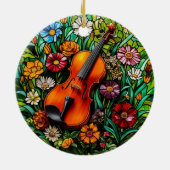 Violin Blumen  Keramik Ornament (Hinten)