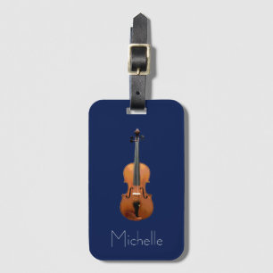 Violin Case Monogram Minimalistisch Blue Gepäckanhänger