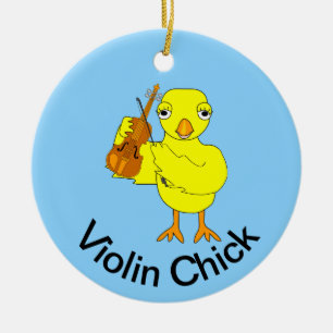 Violin Chick Keramik Ornament
