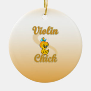 Violin Chick Keramik Ornament