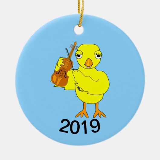 Violin Chick Keramik Ornament (Vorne)