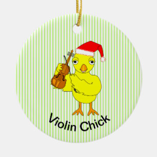 Violin Chick Keramik Ornament