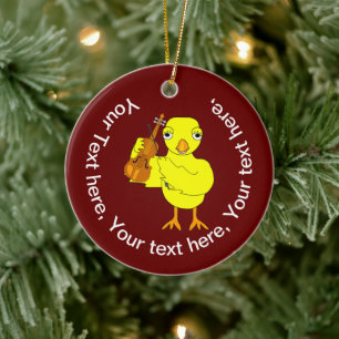 Violin Chick Keramik Ornament