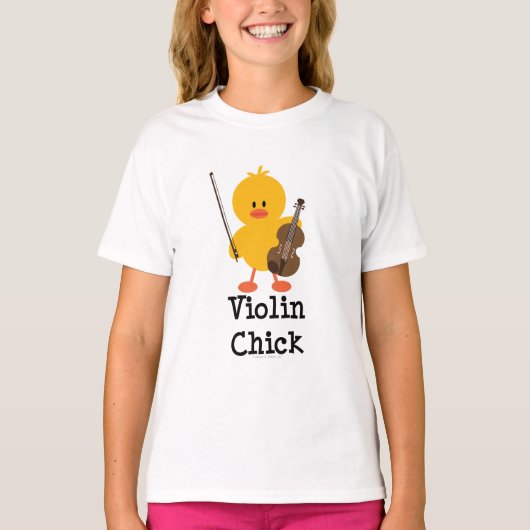 Violin Chick Kids Ringer T-Shirt (Vorderseite)