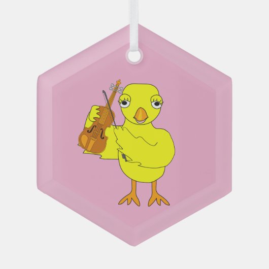 Violin Chick Ornament Aus Glas (Vorderseite)