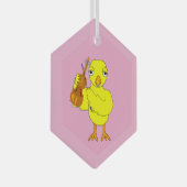 Violin Chick Ornament Aus Glas (Vorderseite Rechts)