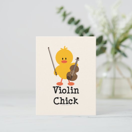 Violin Chick Postcard Postkarte (Stehend Vorderseite)
