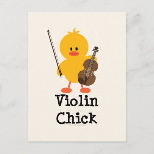 Violin Chick Postcard Postkarte