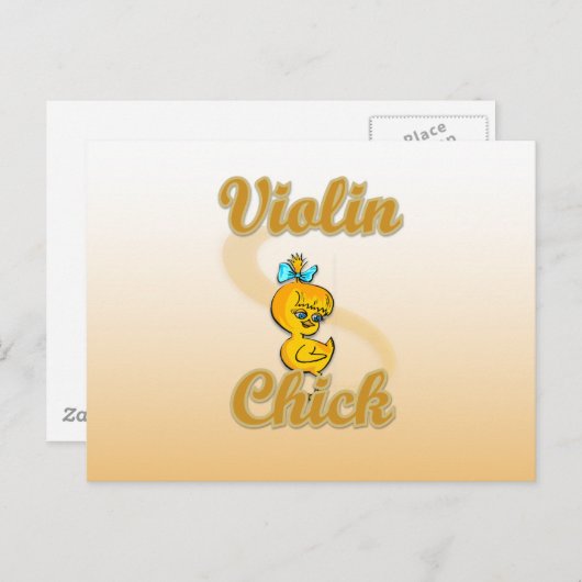 Violin Chick Postkarte (Vorne/Hinten)