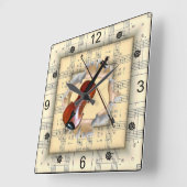 Violin ~ Durchbrechen seltsamer Notentitel ~ Quadratische Wanduhr (Winkel)