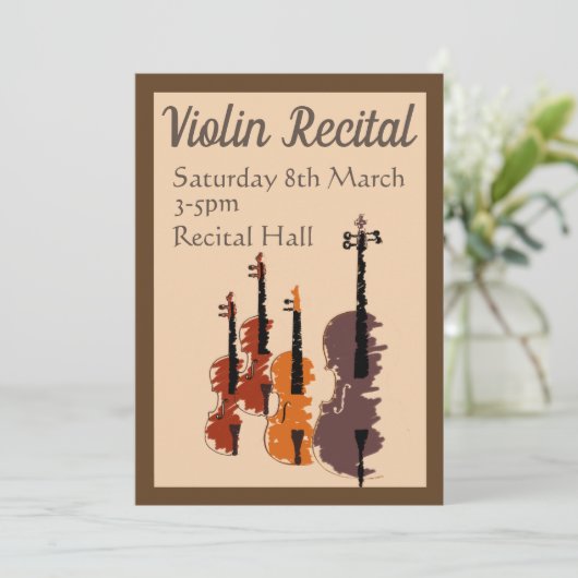 Violin-Erwägung elegante, stilvolle Leistung Einladung (Stehend Vorderseite)
