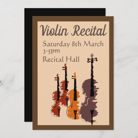 Violin-Erwägung elegante, stilvolle Leistung Einladung (Vorne/Hinten)