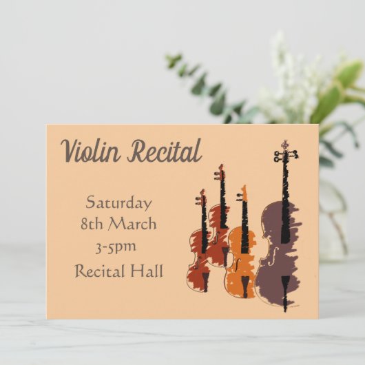 Violin-Erwägung elegante, stilvolle Leistung Einladung (Stehend Vorderseite)