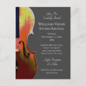 Violin Erwägung Klassisches Musikkonzert Grau Einladungspostkarte (Vorderseite)