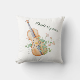 Violin Floral Music is Peace Custom Pillow Cover  Kissen