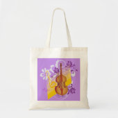 Violin Floral Swirl Lila Budget Tote Beutel Tragetasche (Vorne)