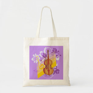 Violin Floral Swirl Lila Budget Tote Beutel Tragetasche
