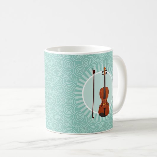 Violin Fun Turquoise Swirl Music Kaffeetasse (VorderseiteRechts)