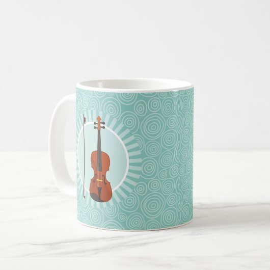 Violin Fun Turquoise Swirl Music Kaffeetasse (Vorderseite Links)