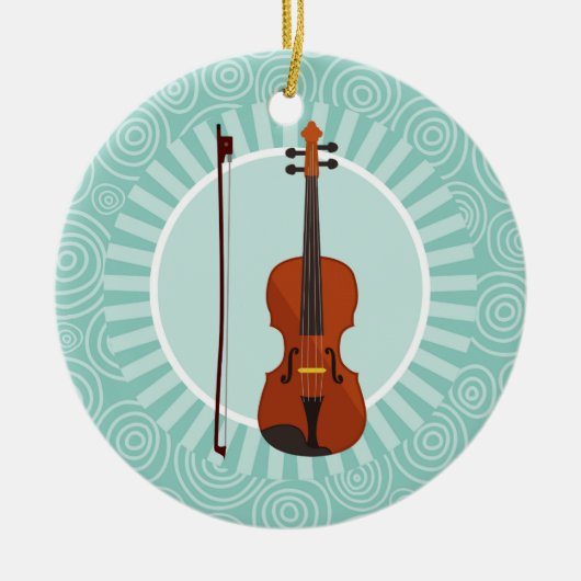 Violin Fun Turquoise Swirl Music Keramik Ornament (Vorne)