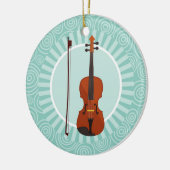 Violin Fun Turquoise Swirl Music Keramik Ornament (Links)