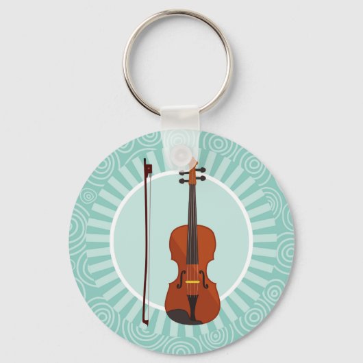Violin Fun Turquoise Swirl Music Schlüsselanhänger (Vorderseite)