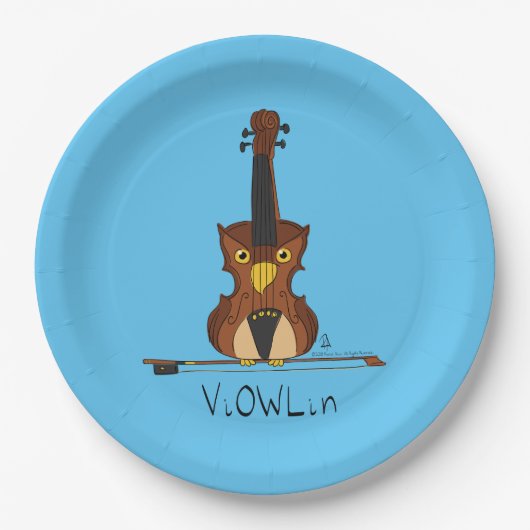 Violin Funny Musician Cartoon Pappteller (Vorderseite)
