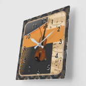 Violin in Abstract Music-Theme Quadratische Wanduhr (Winkel)