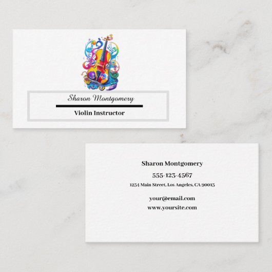 Violin Instructor Business Card Visitenkarte (Vorne/Hinten)