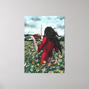Violin Lady Canvas Print Summer Sonata Leinwanddruck