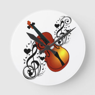 Violin,Lover at Heart_ Runde Wanduhr