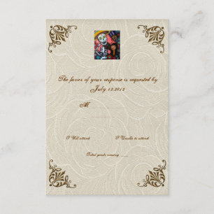 Violin Man Day of the Dead Wedding RSVP Karte