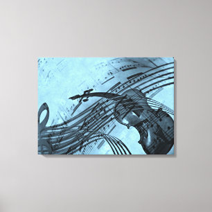 Violin Music Design in Light Blue Leinwanddruck