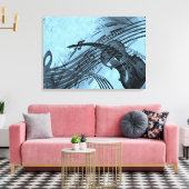 Violin Music Design in Light Blue Leinwanddruck (Insitu (Wohnzimmer))