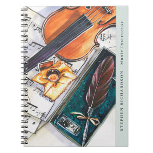 Violin Music Musical Watercolor Monogram Notizblock