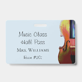Violin Music Orchestra Class Blue Hall Pass Ausweis