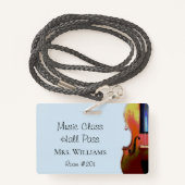 Violin Music Orchestra Class Blue Hall Pass Ausweis (Rückseite mit Schlüsselband)