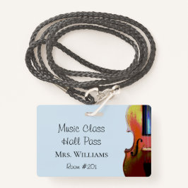 Violin Music Orchestra Class Blue Hall Pass Ausweis