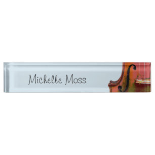Violin Music Studio Blau Personalisiert Namensplakette