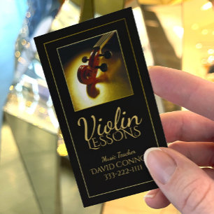 Violin Music Teacher Classic Black Business Card Visitenkarte