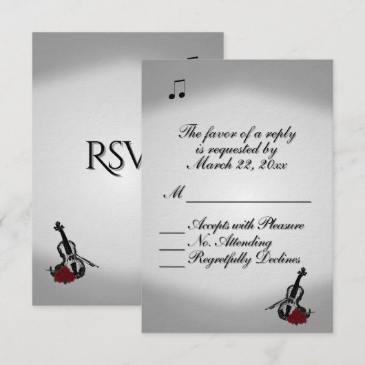 Violin Music Wedding RSVP Karte (Vorne/Hinten)