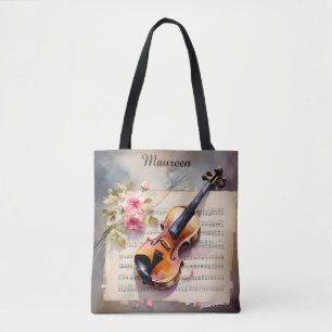 Violin Noten und Blume Tasche