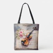 Violin Noten und Blume Tasche (Rückseite)