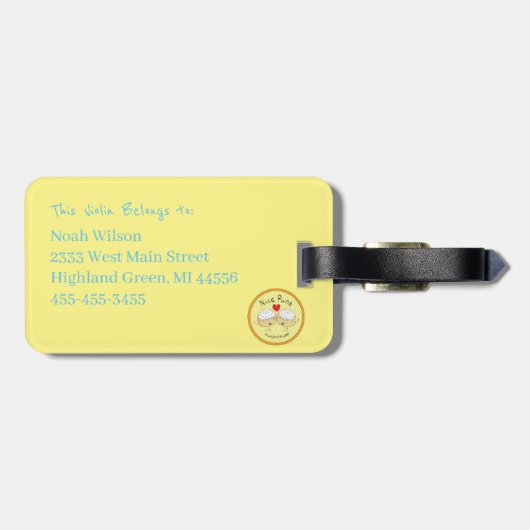 Violin Owl Niedlich Music Kids Gepäckanhänger (Rückseite horizontal)