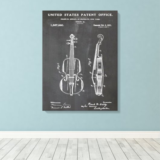Violin Patent - Funny Music Lover Geschenk Leinwanddruck (Insitu (Holzboden))