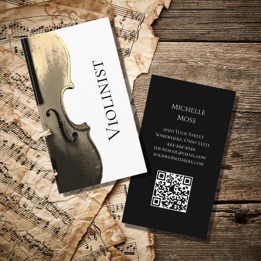 Violin Performer Musical Minimalistisch QR-Code Visitenkarte