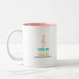 Violin Pink Treble Clef Zweifarbige Tasse