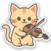 Violin Playing Cat Design Aufkleber (Vorderseite)