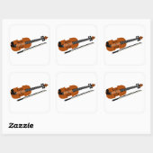 Violin Quadratischer Aufkleber (Blatt)