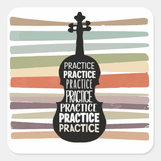 violin retro quadratischer aufkleber (Vorderseite)